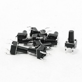 sourcingmap 6x6x10 mm 4 Pins Dip Pcb Tactile Tact Push Button Switch