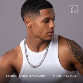 Ardú Mens Cuban Curb Chain - 14 inch, 6mm Stainless Steel | Waterproof & Tarnish Resistant, Heavy Jewellery for Men