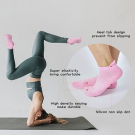 4 Pairs Unisex Non Slip Grip Socks for Yoga Pilates Workout Barre Ballet Anti Skid Socks for Women and Men