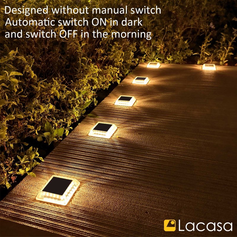 Lacasa Solar Deck Lights, 4 Pack 30LM LED Dock Light