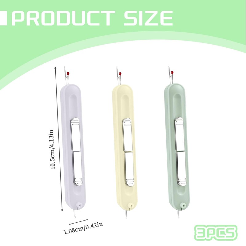 CUVZORA Pack of 3 2 in 1 Needle Threader and