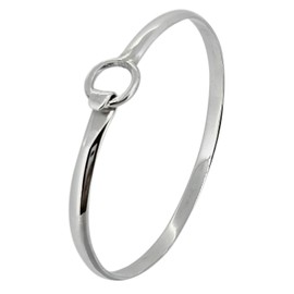 Treasure Bay Handmade Women's 925 Sterling Silver Bangle Bracelet | Classic Plain Silver Bangle with Clip-On Clasp - 65MM Diameter