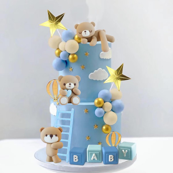 Decoración para tartas de oso con letras de bebé, decoración para fiestas de cumpleaños