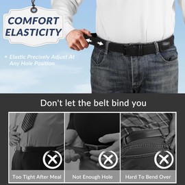 BELTROAD Elastic Braided Belt Mens Golf Belts No-Hole Design Lightweight Breathable Woven Stretch Belt for Golf Casual
