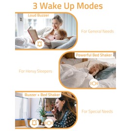 Wake Up on Time: Vibrating Alarm Clock with Bed Shaker, Loud Sound & Color Display – USB Charging, 8-Color Light, Battery Backup – Great for Heavy Sleepers, Seniors & Hearing Impaired