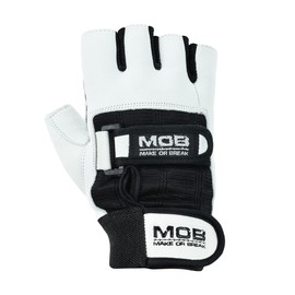 Weight Lifting Gym Padded Leather Training Workout Fitness Double Strap Gloves, Finger Less Gloves for Weight Lifting, Cross Training, Calisthenics, Cycling and Other Sports (White, Small)