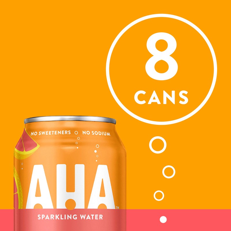 AHA Sparkling Water, Orange Grapefruit Flavored Water, Zero Calories, Sodium