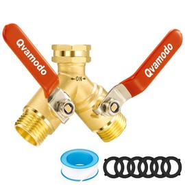 Hose Splitter 2 Way Heavy Duty Garden Hose Splitter, Full Flow Spigot Splitter with Stainless Steel Long Handle, 3/4" GHT Thread Y Valve Water Hose Splitter,Outdoor Faucet Hose Connector with Shutoff