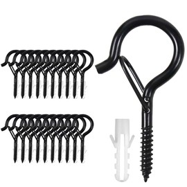 Larmstom Screw Hooks, 2.2" Heavy Duty Vinyl Coated Hanging Hooks with Safety Buckle & Expansion Tube for Kitchen/Home/Outdoor/Indoor 20 Pack