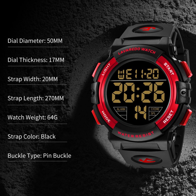 Mens Digital Watch, Mens Sports Military Watches Waterproof Outdoor Chronograph