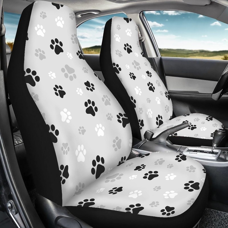 Car Seat Cover Dog Paw Print Front for Cars, Easy