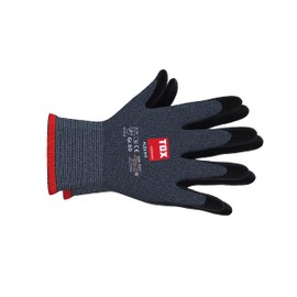 TOX Flex Fit 006900110 Assembly Gloves, Nylon Fine Knit with Micro Nitrile Foam Coating on Palm and Fingertips, Grey/Black, Abrasion-Resistant and Versatile, 5 Pairs, Size 10