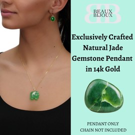 Natural Jade Elephant Figurine Pendant - Real Jade Pendant 14k Gold and Jade Necklaces for Women - Green Jade Jewelry - Elephant Jewelry - Elephant Necklace Pendant - Elephant Figurines Necklace
