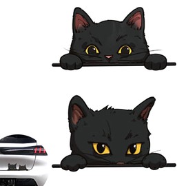 XAEIOCIF Car Stickers, 2/6 Sheets, Cute Cats, Stylish, Waterproof, Reinforced, Universal, DIY Bicycle Decoration, Bike Decoration, Wall Decal, Car Wall Sticker, Cat Headpiece (2 Black Kittens X-Small)