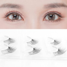 Musegetes False Eyelashes 4D Clear Band False Eyelashes Natural False Eyelashes Ultra Lightweight Soft Handmade False Eyelashes Extended Tail Cluster 3 Pairs H47