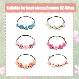 Flower Wreath Hair 6 Pieces, Daisy Hair Band, Flower Wreath Corolla Headband, Headband for Children, Women, Girls, Bride, Bridesmaids, Wedding, Party, Festive Birthday, Photography