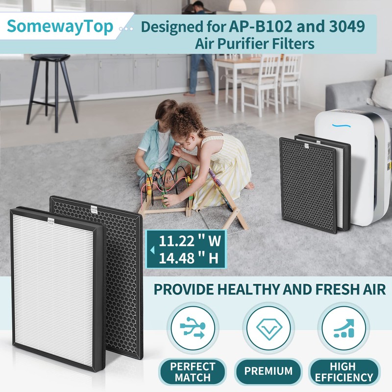 AP-B102 Replacement Filter Set Compatible with Alexapure Breeze Air Pur