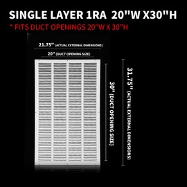 20x30 Return Air Grille(Duct Opening Size),Air Return Vent Cover,Flat Vent Cover,Rejillas De Aire Acondicionado Para Casa,Return Air Grilles,Outer Dimensions:21.75"Wx31.75"H(20"W x 30"H, Duct Opening)