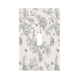 Country Floral Vintage Flowers Birds Wall Plate 1 Gang Toggle Switch Decortive Black And White Light Switch Cover Abstract Art Wall Plate Cover Wallplates for Bedroom Kitchen Home