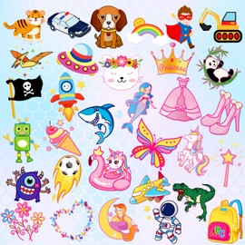 Zayvor Pack of 64 Temporary Tattoos Children's Metallic Tattoo Stickers Children's Tattoo Set Waterproof Children's Birthday Party Favours Party Bag Dinosaur Mermaid Unicorn Butterfly Decor