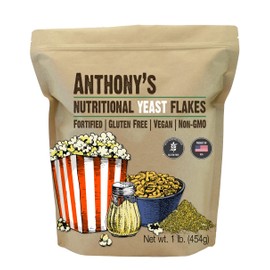 Anthony's Premium Nutritional Yeast Flakes, 1 lb, Fortified, Gluten Free, Non GMO, Vegan
