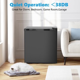 Electactic 1.7 Cu.ft Mini Fridge with Freezer, Compact Refrigerator, Single Reversible Door, Ultra Quiet, Energy Efficient for Office, Dorm, Bedroom, Apartment, Black