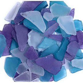 Sea Glass Craft - Beach Glass Craft - 11 Oz Purple, Caribbean Blue and White Mix - Sea Glass Décor - Sea Glass Vase Filler - Sea Glass Crafting - Bag of Sea Glass - Craft Glass Vase Fillers Glass