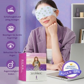 Augenmaske Wärmend 20Pcs Lavendel Dampf Augen Maske Schlafmaske Wärmebrille für Augenermüdung Augenringe, Migräne, lidrandpflege, Entspannung für die Augen