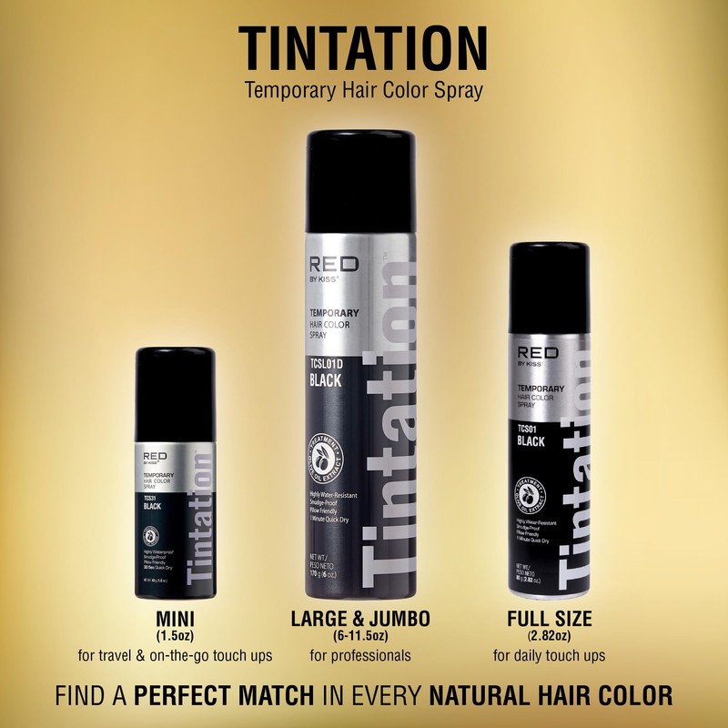 Red by Kiss Tintation Temporary Hair Color Spray, Instant Gray