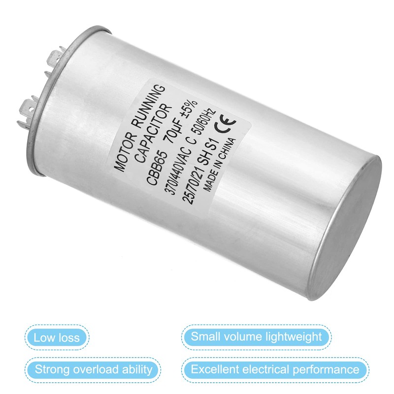 PATIKIL 70uF ±5% 70MDF 370/440V AC Fan Start Capacitor, CBB65