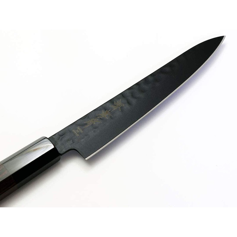 【黒影】ペティ150 Ｖ金10号鎚目フッ素加工和式包丁