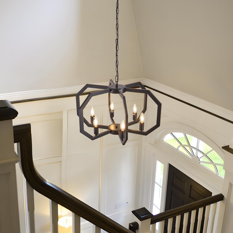 Lanhall 6 Light Farmhouse Chandelier Black Dining Room Light Fixture