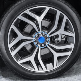 ACROPIX 60mm 5 Clips Car Wheel Rim Hub Center Caps Cover with Blue Sticker Blue - Pack of 4