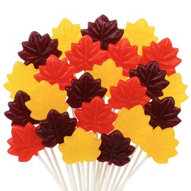 Autumn Leaf Lollipops, Individually Wrapped Thanksgiving and Fall 2025 Themed Candy, Caramel, Green Apple, and Maple Cinnamon, 24 Suckers