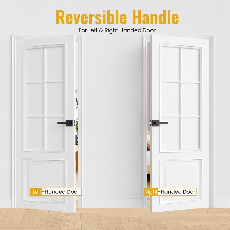 HOSOM 6 Pack Privacy Door Handles Black Door Handle Interior