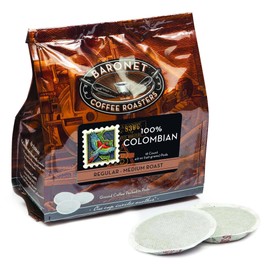 Baronet Coffee Pods [100% Colombian Coffee -54 Pods] Single Cup Use for Senseo Coffee Machine - 3 Bags of 18 Single Serve 8 Gram Pods, Regular Strength Soft Coffee Pods, Medium Roast [100% Colombian]
