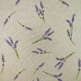 Cotton Rich Linen Look Upholstery Fabric Purple Lavender Flower Digital Print - Per Metre - 140 cm Wide