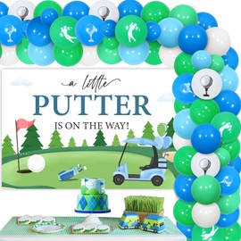 Wonmelody Golf-Babyparty-Dekorationen, ein Streu Putter ist unterwegs, Babyparty-Dekorationen, Golf-Motto-Ballonbogen mit Streu, Putter, Banner, Putter, Geschlechtsoffenbarung, Babyparty für Jungen