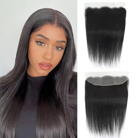 MYouan 13x4 Lace Frontal Closure Brazilian Straight Wave Human Hair Ear to Ear HD Lace Closure 150% Density Pre-Plucked 14 Inch