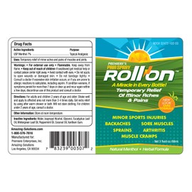 Premiere's Pain Spray Premiere's Pain Spray All-Natural Menthol & Peppermint Roller Herbal Blend for Joint and Nerve Pain, Muscle Soreness, Sprains, Cramps, Sports Injuries, Back Pain & Neck Shoulder Aches - 3 Pack