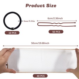 100 PCS Bun Nets Brown Set, 40 PCS Elastic and Stretchable Bun Nets, Hair Net with 50 PCS U-Shaped Clips and 10 Hair Cords, for Ballet Dancers Flight Attendants Nurses Catering