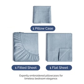 CGK Unlimited Twin Size 3 Piece Sheet Set - Breathable & Cooling Bed Sheets Set - Hotel Luxury Bedding for Women, Men, Kids & Teens - Deep Pockets, Easy-Fit, Soft & Wrinkle Free - Oeko-Tex - Blue Heathered Sheets