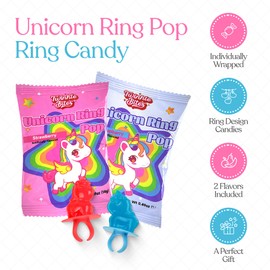 30 Pack Unicorn Ring Candy - Individually Wrapped - Unicorn Party Favors - Bulk Candy Use For Kids, Adults, Classroom, Pinata - Unicorn Birthday Decorations