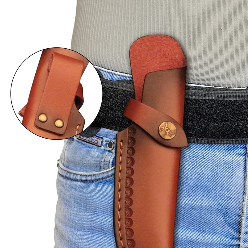 MiOYOOW Knife Sheath, 4.7'' PU Leather Belt Knife Cover Straight