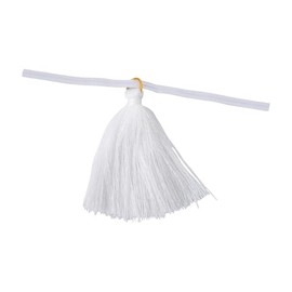 4" x 2" White Fringe Tassel Polyester Cellophane Bag Ties - 24 piece