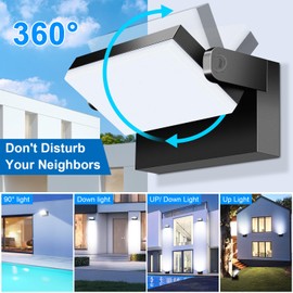 ledmo LED Flood Lights Outdoor 60W - Rotatable 360 Adjustable Head Switch Control Exterior Lighting Fixture Wall Pack Commercial Security 5000K Waterporof Yard Wall Mount Garage Barn Yard Lights