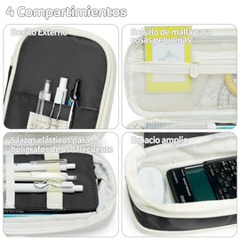 MESVIER Estuche para Lápices de Gran Capacidad, Lapicera Expandible con 4 Compartimientos, Lapiceras Organizadoras Aesthetic para Escolar Oficina Trabajo