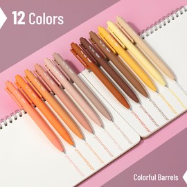 Mr. Pen- Retractable Gel Pens for Journaling, 12 Pack, Assorted Color Ink(Autumn Leaves), Fast Dry, Colorful & Soft grip Barrels, Smooth Writing, 0.5mm Fine Point Aesthetic Pens