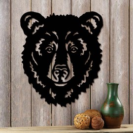 Hokfirm Metal Bear Head Wall Decorations, Rustic Wall Sculptures for Living Room, Farmhouse Outdoor Animal Bear Decor