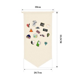 Wall Hanging Brooch Jewellery Storage Box Canvas Display Stand Enamel Pin Display Banner Holder Earrings Necklace Glitter Pin Collection Organizer (White)